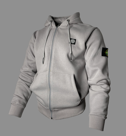 Stone Island Zip-Hoodie Gray + Patch (FLIS)